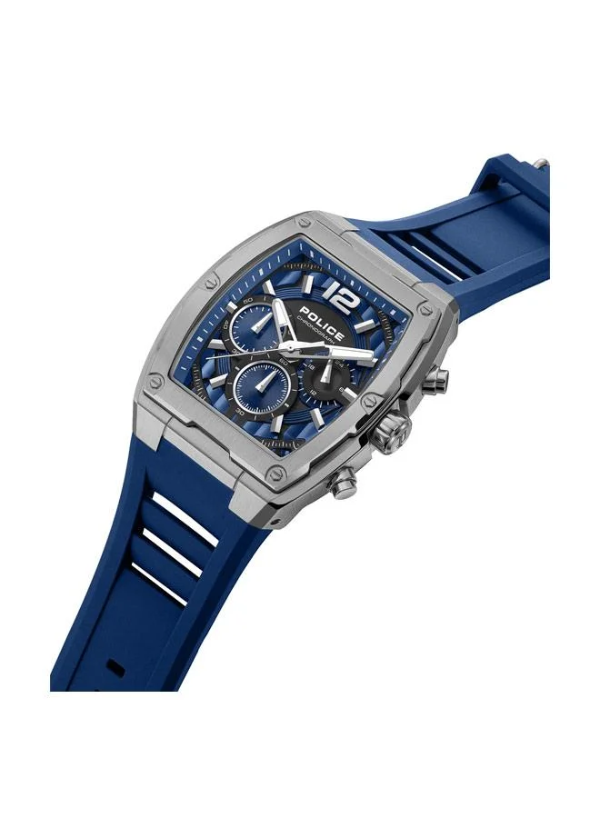 بوليس Creed Blue Dial Silicone Strap Chronograph Watch for Men, 42mm